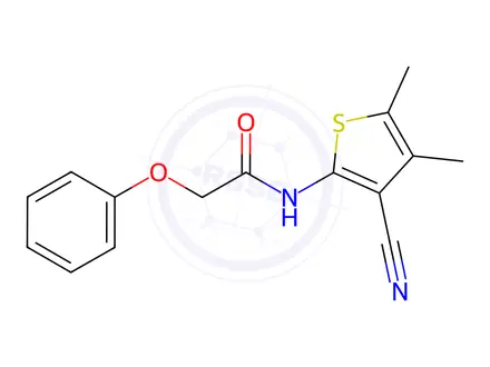 Chemical structure of N-(3-Cyano-4,5-dimethylthiophen-2-yl)-2-phenoxyacetamide