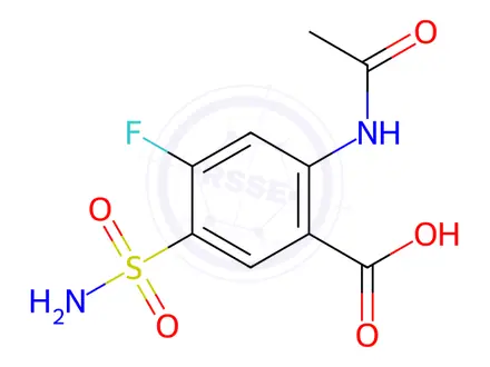 Chemical structure of 2-(ACETYLAMINO)-5-(AMINOSULFONYL)-4-FLUOROBENZOIC ACID
