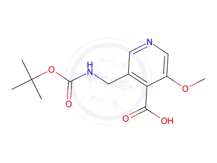 Chemical structure of 3-((tert-Butoxycarbonylamino)methyl)-5-methoxyisonicotinic Acid