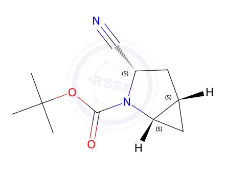 Chemical structure of tert-Butyl (1S,3S,5S)-3-cyano-2-azabicyclo[3.1.0]hexane-2-carboxylate
