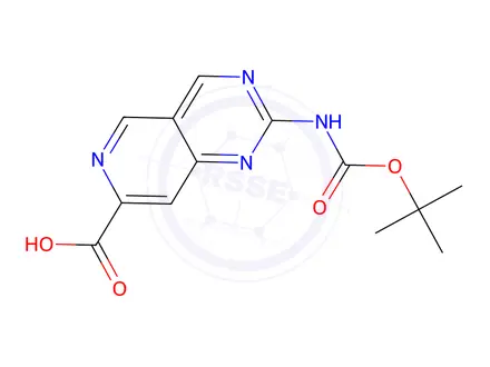Chemical structure of 2-((Tert-butoxycarbonyl)amino)pyrido[4,3-d]pyrimidine-7-carboxylic acid