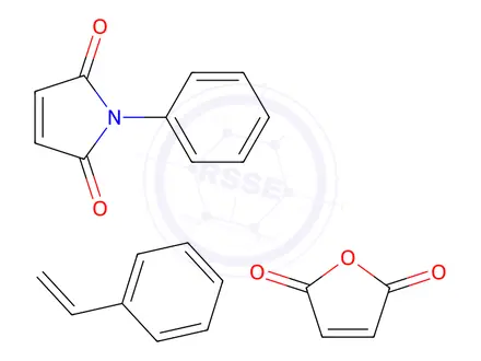 Chemical structure of 1-Phenyl-1H-pyrrole-2,5-dione compound with furan-2,5-dione and styrene (1:1:1)