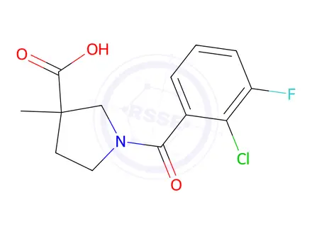 Chemical structure of 1-(2-Chloro-3-fluorobenzoyl)-3-methylpyrrolidine-3-carboxylic acid