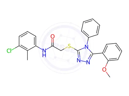 Chemical structure of N-(3-chloro-2-methylphenyl)-2-((5-(2-methoxyphenyl)-4-phenyl-4H-1,2,4-triazol-3-yl)thio)acetamide