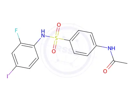 Chemical structure of N-(4-(N-(2-Fluoro-4-iodophenyl)sulfamoyl)phenyl)acetamide