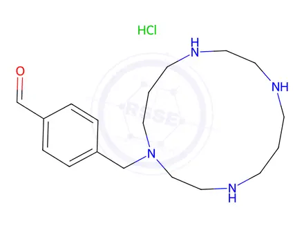 Chemical structure of 4-((1,4,8,11-tetraazacyclotetradecan-1-yl)methyl)benzaldehyde hydrochloride