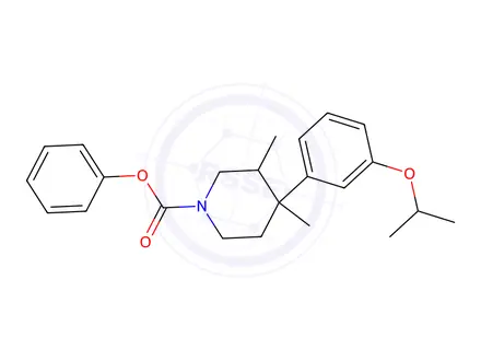 Chemical structure of Phenyl 4-(3-isopropoxyphenyl)-3, 4-dimethylpiperidine-1-carboxylate
