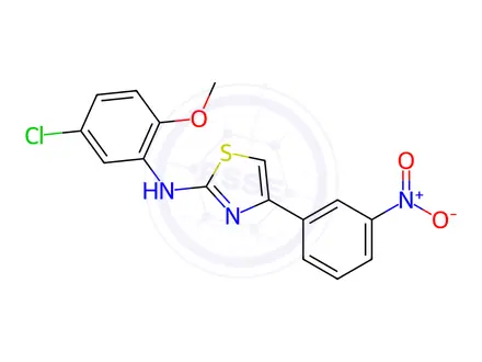 Chemical structure of N-(5-chloro-2-methoxyphenyl)-4-(3-nitrophenyl)thiazol-2-amine