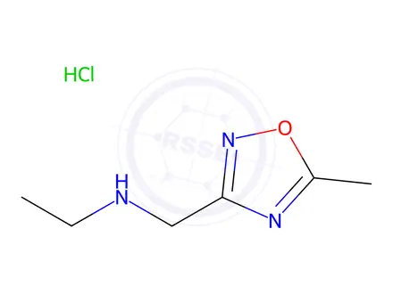 Chemical structure of N-[(5-methyl-1,2,4-oxadiazol-3-yl)methyl]ethanamine hydrochloride