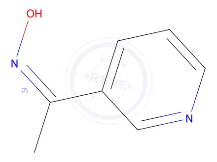 Chemical structure of (Z)-1-(pyridin-3-yl)ethan-1-one oxime