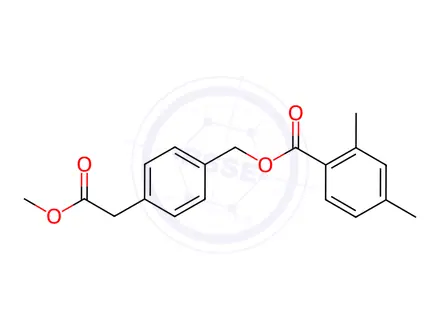 Chemical structure of Benzeneacetic acid, 4-[[(2,4-dimethylbenzoyl)oxy]methyl]-, methyl ester