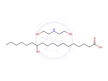 Chemical structure of 12-hydroxyoctadecanoic acid, compound with 2,2'-iminodiethanol (1:1)