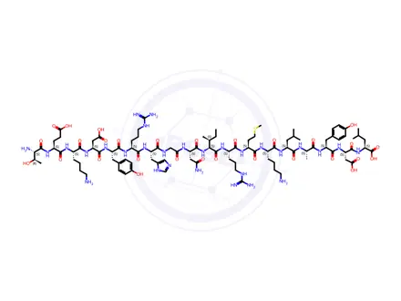 Chemical structure of L-Leucine, L-threonyl-L-α-glutamyl-L-lysyl-L-α-aspartyl-L-tyrosyl-L-arginyl-L-histidylglycyl-L-asparaginyl-L-isoleucyl-L-arginyl-L-methionyl-L-lysyl-L-leucyl-L-alanyl-L-tyrosyl-L-α-aspartyl-