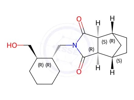Chemical structure of (3aR,4S,7R,7aS)-2-(((1R,2R)-2-(Hydroxymethyl)cyclohexyl)methyl)hexahydro-1H-4,7-methanoisoindole-1,3(2H)-dione