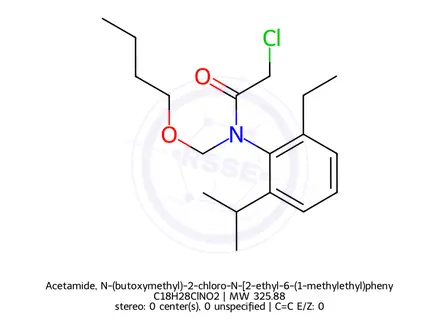 Chemical structure of Acetamide, N-(butoxymethyl)-2-chloro-N-[2-ethyl-6-(1-methylethyl)phenyl]-