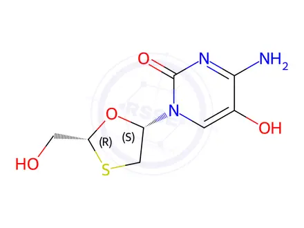 Chemical structure of 4-Amino-5-hydroxy-1-((2R,5S)-2-(hydroxymethyl)-1,3-oxathiolan-5-yl)pyrimidin-2(1H)-one