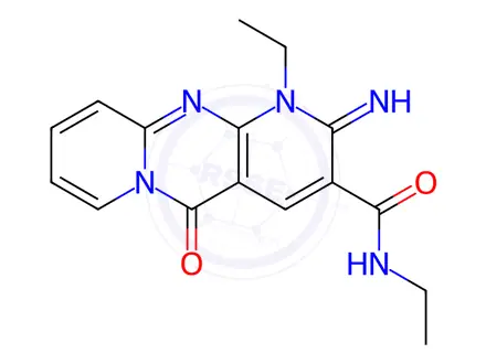 Chemical structure of N,1-Diethyl-2-imino-5-oxo-2,5-dihydro-1H-dipyrido[1,2-a:2',3'-d]pyrimidine-3-carboxamide