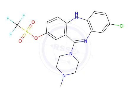 Chemical structure of 8-Chloro-11-(4-Methyl-1-Piperazinyl)-5H-Dibenzo[b,e][1,4]Diazepin-2-Yl Trifluoromethanesulfonate
