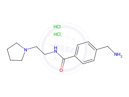 Chemical structure of 4-(Aminomethyl)-N-[2-(pyrrolidin-1-yl)ethyl]benzamide Dihydrochloride