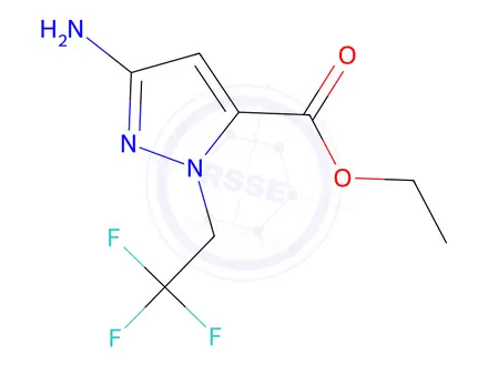 Chemical structure of Ethyl 3-amino-1-(2,2,2-trifluoroethyl)-1H-pyrazole-5-carboxylate