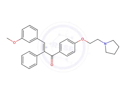 Chemical structure of β-(3-Methoxyphenyl)-α-phenyl-4'-[2-(1-pyrrolidinyl)ethoxy]acrylophenone