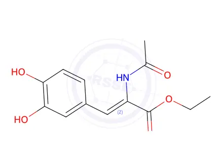 Chemical structure of N-acetyl-alpha, beta-dehydro-3,4-dihydroxyphenylalanine ethyl ester