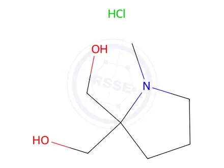 Chemical structure of (1-Methylpyrrolidine-2,2-diyl)dimethanol hydrochloride