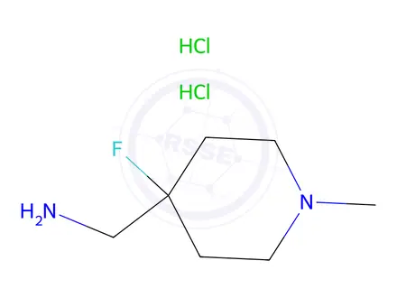 Chemical structure of (4-Fluoro-1-methylpiperidin-4-yl)methanamine dihydrochloride