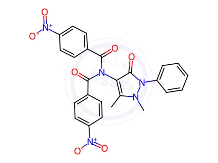 Chemical structure of N-(2,3-Dihydro-1,5-dimethyl-3-oxo-2-phenyl-1H-pyrazol-4-yl)bis(p-nitrobenzoyl)amine