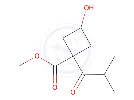 Chemical structure of methyl 3-hydroxy-1-(2-methylpropanoyl)cyclobutane-1-carboxylate