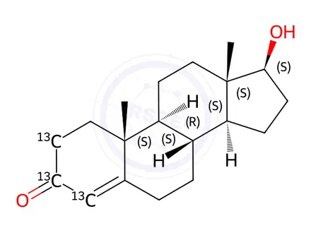 Chemical structure of Testosterone-2,3,4-[13C3] in methanol
