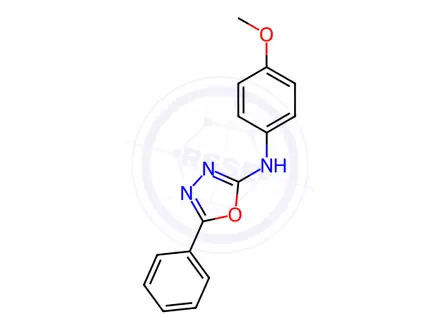 Chemical structure of N-(4-Methoxyphenyl)-5-phenyl-1,3,4-oxadiazol-2-amine