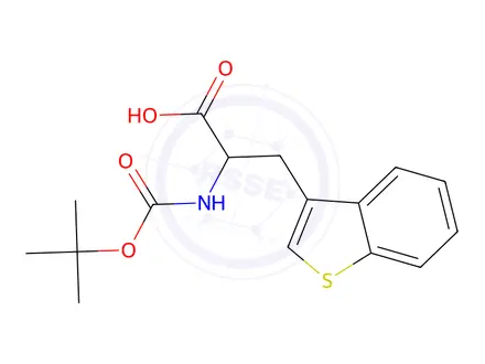 Chemical structure of 3-(Benzo[b]thiophen-3-yl)-2-((tert-butoxycarbonyl)amino)propanoic acid