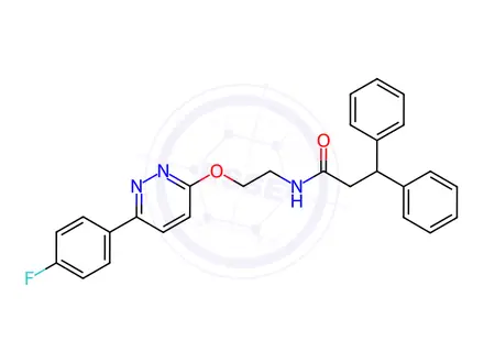 Chemical structure of N-(2-((6-(4-Fluorophenyl)pyridazin-3-yl)oxy)ethyl)-3,3-diphenylpropanamide