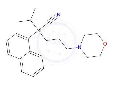 Chemical structure of α-Isopropyl-α-(3-morpholinopropyl)-1-naphthaleneacetonitrile