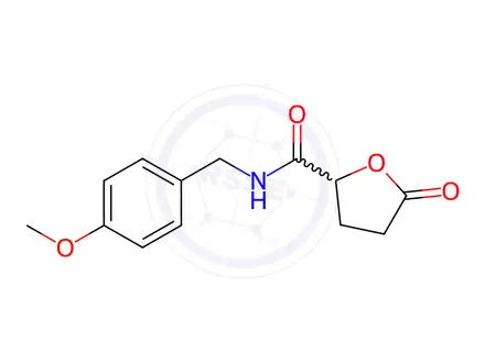 Chemical structure of 2-Furancarboxamide, tetrahydro-N-[(4-methoxyphenyl)methyl]-5-oxo-