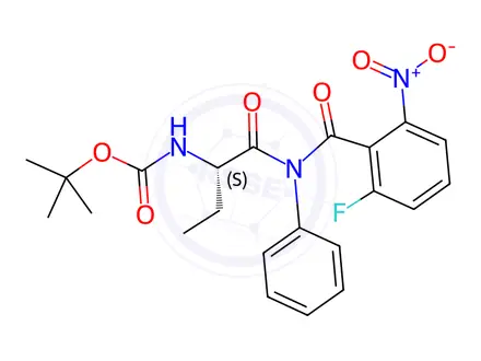 Chemical structure of (S)-([1-(2-Fluoro-6-nitro-benzoyl)-phenyl-aminocarbonyl]-propyl)-carbamic Acid tert-Butyl Ester