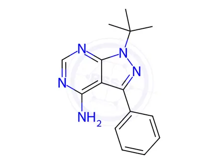 Chemical structure of 1-(tert-butyl)-3-phenyl-1H-pyrazolo[3,4-d]pyrimidin-4-amine