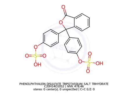 Chemical structure of (3-Oxo-1,3-dihydroisobenzofuran-1,1-diyl)bis(4,1-phenylene) bis(hydrogen sulfate)