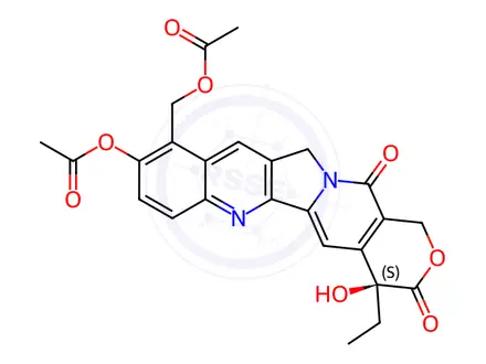 Chemical structure of (4S)-9-(Acetyloxy)-10-[(acetyloxy)methyl]-4-ethyl-4-hydroxy-1H-pyrano[3’4’:6,7]indolizino[1,2-b]quinoline-3,14(4H,12H)-dione