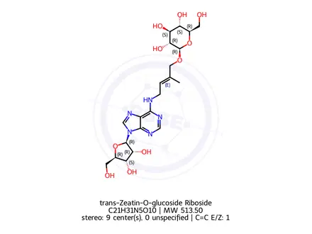 Chemical structure of trans-Zeatin-O-glucoside Riboside