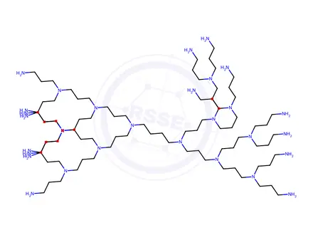 Chemical structure of DAB-AM-16, POLYPROPYLENIMINE HEXADECAAMINE DENDRIMER, GENERATION 3.0