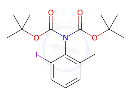 Chemical structure of N,N-Bis-boc-2-iodo-6-methyl-phenylamine