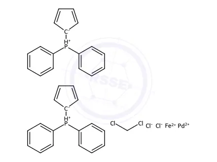 Chemical structure of (1,1'-Bis(diphenylphosphino)ferrocene)dichloropalladium-dichloromethane
