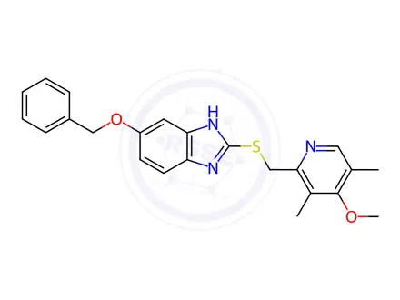 Chemical structure of 5-Benzyloxy-2-{[(3,5-dimethyl-4-methoxy-2-pyridinyl)methyl]thio}-1-benzimidazole