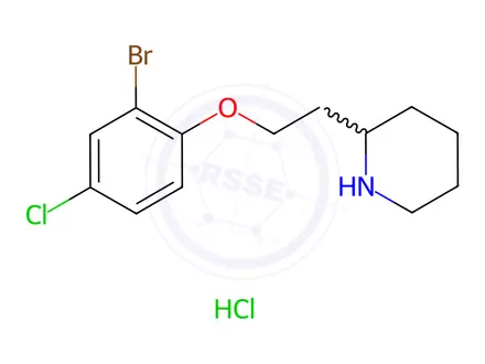 Chemical structure of 2-[2-(2-Bromo-4-chlorophenoxy)ethyl]piperidine hydrochloride