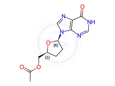 Chemical structure of INOSINE, 2'',3''-DIDEOXY-, 5''-ACETATE