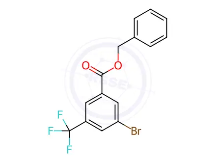 Chemical structure of Benzoic acid, 3-bromo-5-(trifluoromethyl)-, phenylmethyl ester