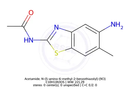 Chemical structure of Acetamide, N-(5-amino-6-methyl-2-benzothiazolyl)-(9CI)