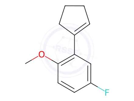 Chemical structure of Benzene, 2-(1-cyclopenten-1-yl)-4-fluoro-1-methoxy-